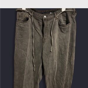 H&M Wide Leg Flare Jeans in Washed Olive